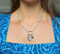 beaded silver carabiner necklace