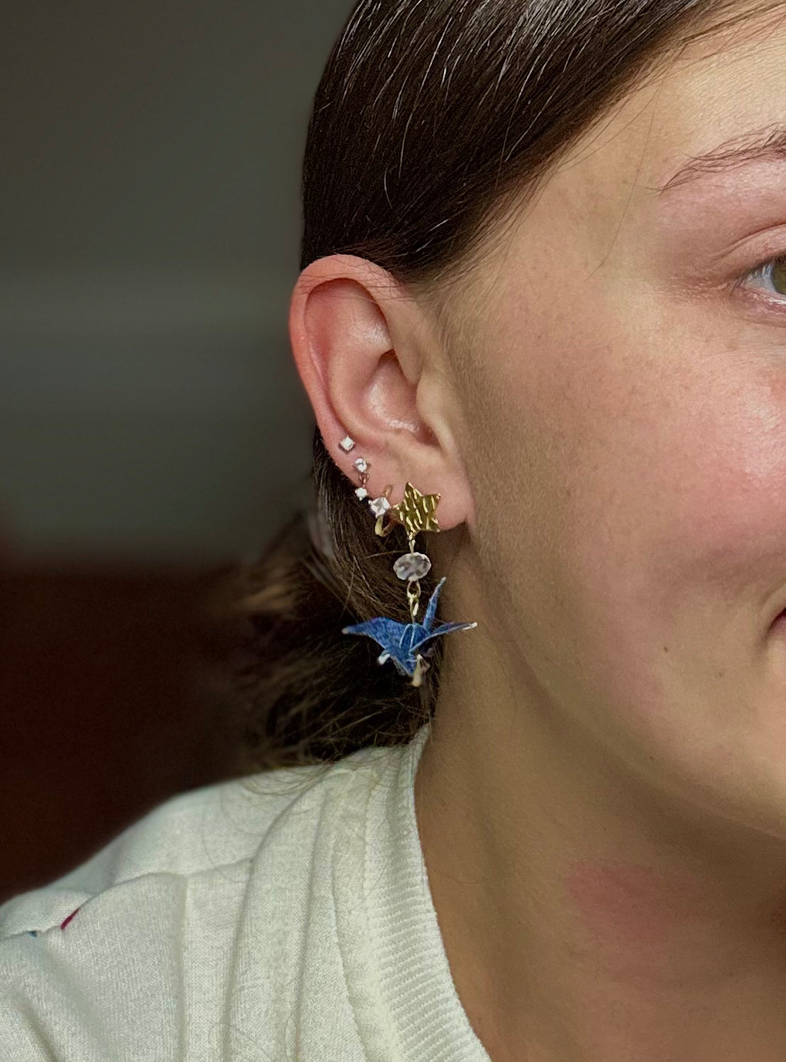 Oragami Crane Earring
