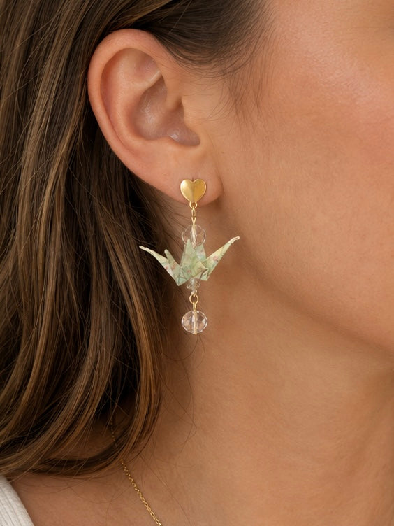 Oragami Crane Earring