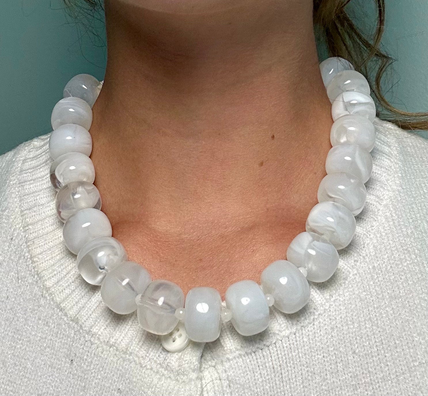White Beaded Necklace