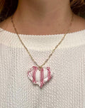 Fabric Stripe Heart Necklace