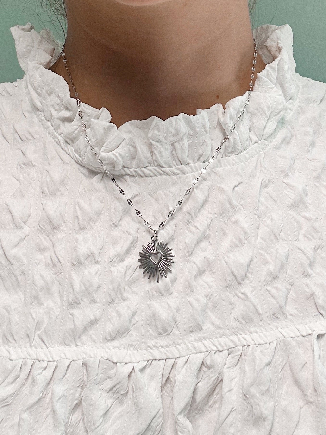 Silver Bursting Love Necklace