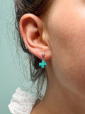Turqoise Cross Studs