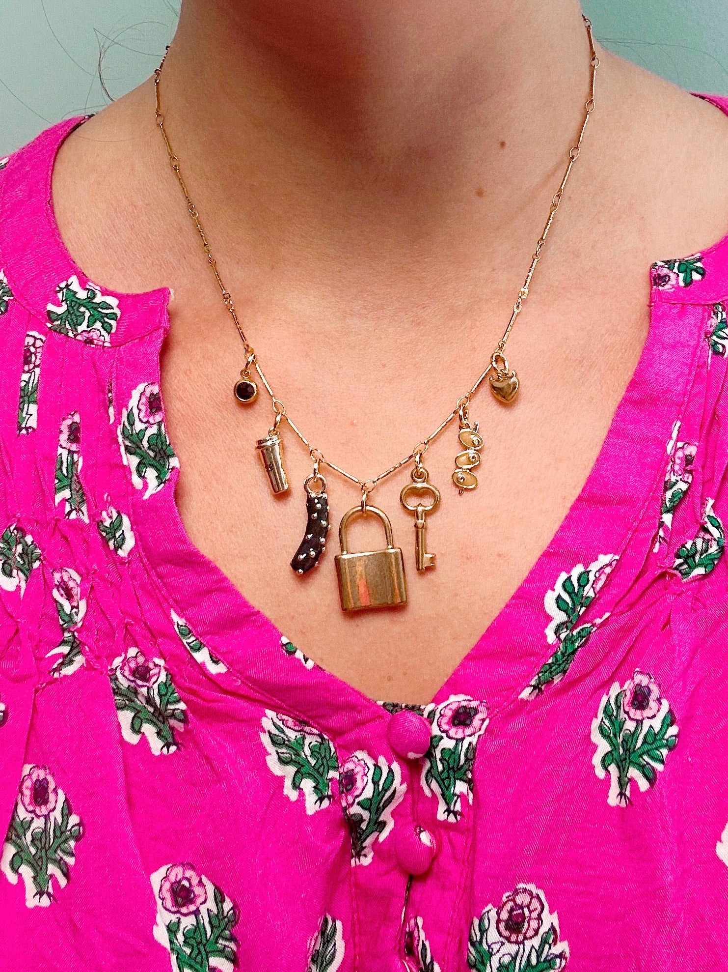 Pickle Locked Charm Necklace