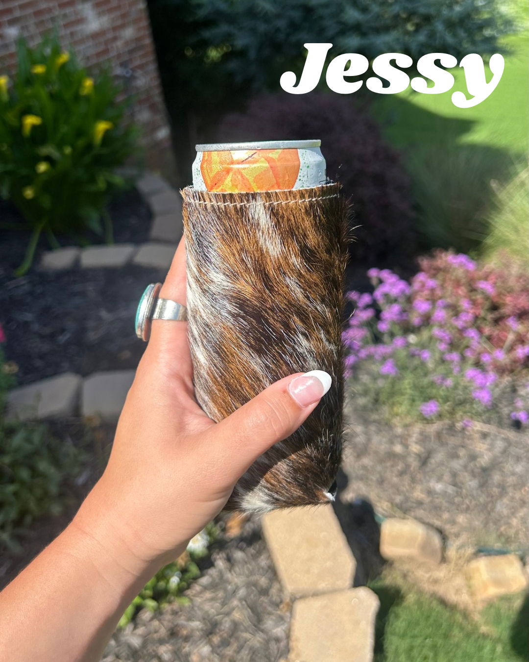 Cowhide Coozie Skinny