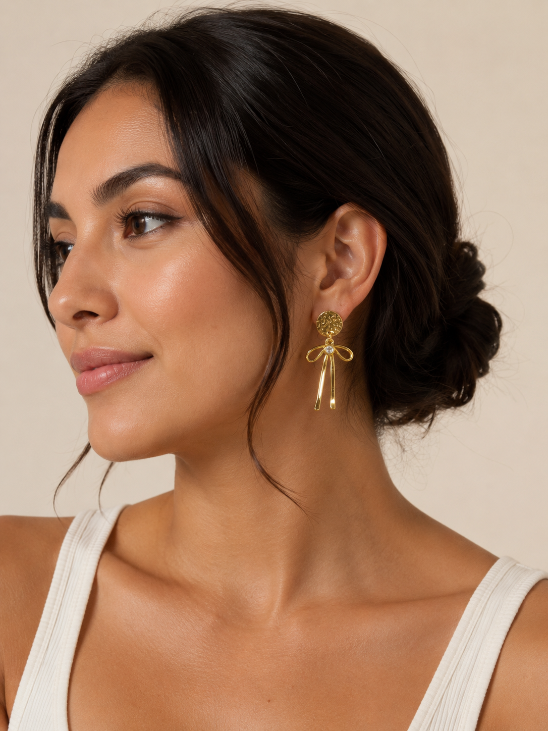bow and gem earrings